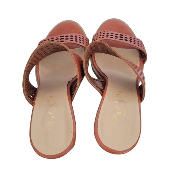Marella Made in Italy perforated  band leather Sandal Bunt Orange US 9.5 - Picture 3 of 8